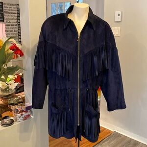 Vintage leather suede fringe jacket size M